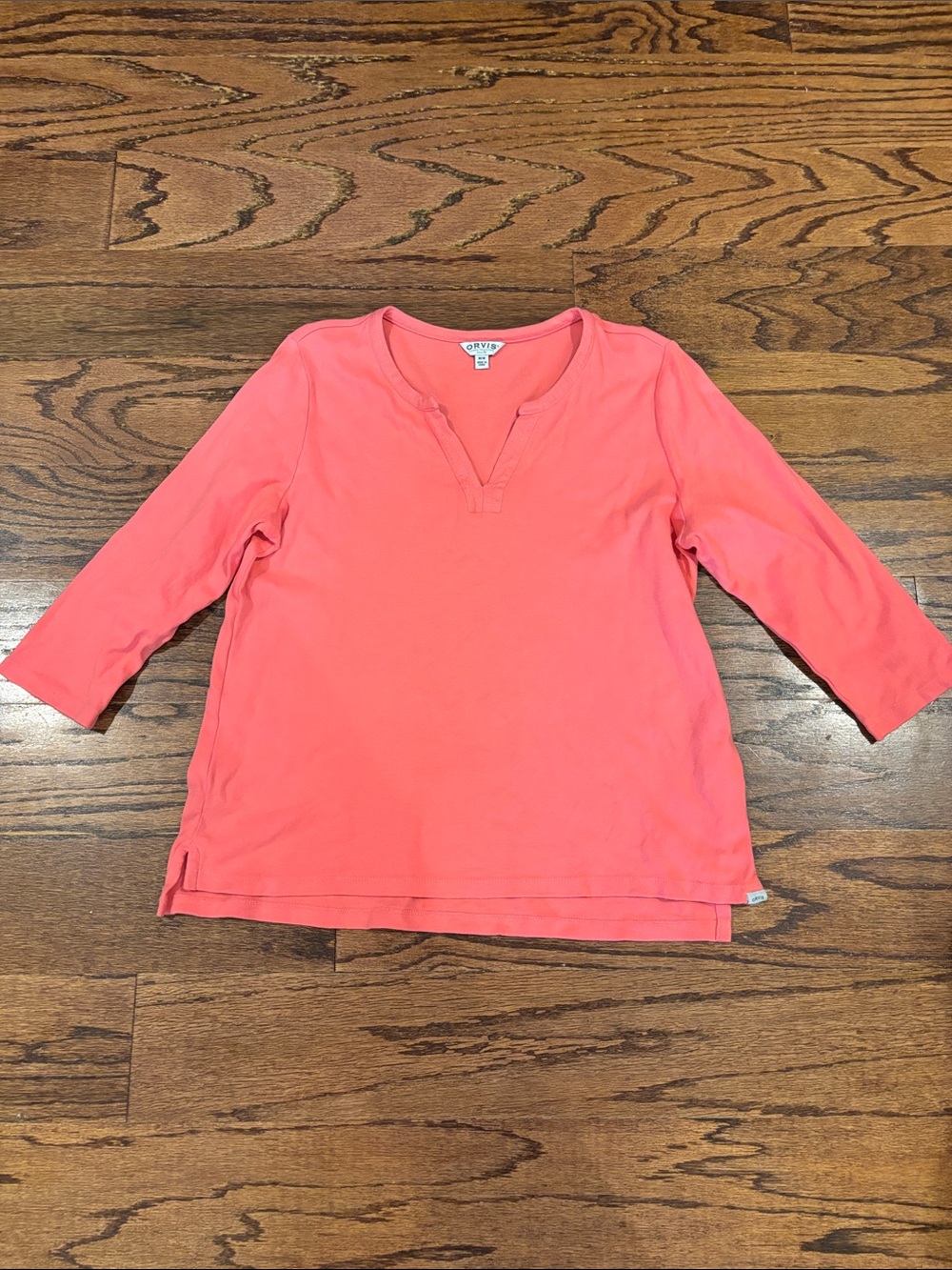 Orvis Coral Split-Neck 3/4 Sleeve Top